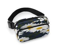 Gürteltasche mit Gänseblümchen-Motiv, mit verstellbarem Riemen, modische Hüfttasche für Outdoor-Sport, Wandern, weiß, 20 x 13 cm, voll bedruckte Hüfttasche