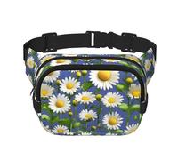 Gürteltasche mit Gänseblümchen-Motiv, mit verstellbarem Riemen, quadratisch, doppellagig, Unisex, überall