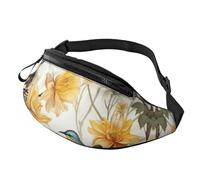 Gürteltasche mit gelben Blumen und Vögeln für Herren und Damen, wasserdicht, Sport, modische Gürteltasche, Umhängetasche, Hüfttasche mit verstellbarem Riemen, große Schultertasche, Geldbörse für