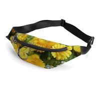 Gürteltasche mit gelben Schmetterlingen und Gänseblümchen, Bauchtasche für Damen, Herren, Bauchtasche, Bauchtasche, Laufgürtel, kleine Bauchtaschen für Damen, Stil, 36 x 15 cm, Stil:, 36*15cm