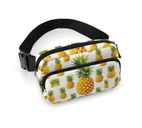 Gürteltasche mit gelber Ananas auf weißem Hintergrund, Illustration, bedruckte Bauchtasche, Bauchtasche für Damen und Herren, Crossbody-Tasche, große Brusttasche mit verstellbarem Riemen für Outdoor,