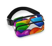 Gürteltasche mit Herzen, Regenbogenfarben, mit verstellbarem Riemen, für Outdoor-Workout, Radfahren, Uni, weiß, 20 x 13 cm, Hüfttasche, weiß, 20x13cm, Hüfttasche