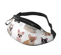 Gürteltasche mit niedlichem Chihuahua-Mops-Muster, für Herren und Damen, modisch, zum Laufen, wasserdicht, Crossbody-Tasche mit verstellbarem Riemen, Sport-Hüfttasche für Reisen