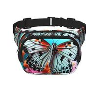 Gürteltasche mit niedlichem Schmetterling auf Blumen, verstellbare Umhängetasche, große Hüfttasche, Reisegürteltasche, Unisex, Bauchtasche