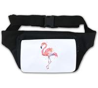 Gürteltasche mit pinkem Flamingo, Aquarell-Grafik, Weiß
