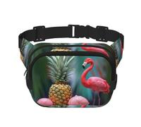 Gürteltasche mit rotem Flamingo-Ananas-Druck, für Damen und Herren, mit verstellbarem Gurt, für Reisen, Wandern, Radfahren
