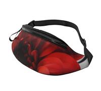 Gürteltasche mit roten Blumen für Herren und Damen, wasserdicht, modische Gürteltasche, Umhängetasche, Hüfttasche mit verstellbarem Riemen, große Schultertasche für Reisen, Wandern