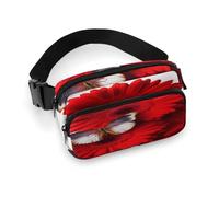 Gürteltasche mit roten Blumen und Schmetterlingen, leicht, mit verstellbarem Riemen, Hüfttasche für Laufen, Reisen