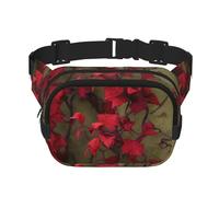 Gürteltasche mit roten Blumenranken, verstellbar, große Hüfttasche, Reisegürteltasche, Unisex, Bauchtasche