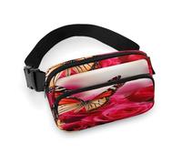 Gürteltasche mit roten Rosen und Schmetterlingen, leicht, mit verstellbarem Riemen, Hüfttasche für Laufen, Reisen