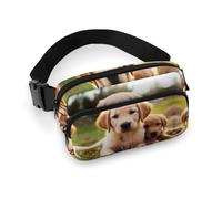 Gürteltasche mit süßem Golden Retriever-Welpe, bedruckt, für Damen und Herren, Umhängetasche, große Brusttasche mit verstellbarem Gurt, für Outdoor, Workout, Reisen, Freizeit, Laufen, niedlicher