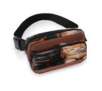 Gürteltasche mit süßem Kätzchen, mit verstellbarem Gurt, modische Hüfttasche für Outdoor-Sport, Wandern, weiß, 20 x 13 cm, voll bedruckte Hüfttasche