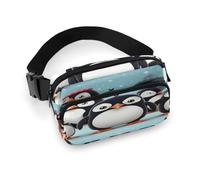 Gürteltasche mit süßem Pinguin, mit verstellbarem Riemen, modische Hüfttasche für Outdoor-Sport, Wandern, weiß, 20 x 13 cm, voll bedruckte Hüfttasche