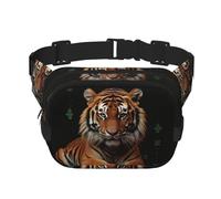 Gürteltasche mit Tiger und Pfoten für Damen, wasserdicht, verstellbar, modisch, lässig, Crossbody-Tasche, Bauchtasche für Laufen, Workout, Wandern, Reisen, Schwarz, Einheitsgröße, Schwarz ,