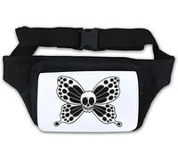 Gürteltasche mit Totenkopfmotiv, Schmetterling, Death Angel, Weiß