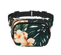 Gürteltasche mit tropischem Sommer, Hawaii-Blume, Palmenblätter, klein, modisch, Crossbody-Tasche, leicht, für Damen und Herren, Laufen, Workout, Wandern, Reisen