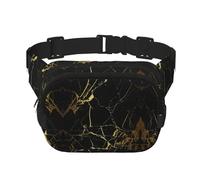 Gürteltasche mit verstellbarem Riemen, quadratisch, doppellagig, mit schwarzem Marmor, für Laufen, Reisen, Wandern, Schwarz , Einheitsgröße