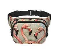 Gürteltasche mit vier Flamingo-Muster für Damen und Herren, mit verstellbarem Gurt, für Reisen, Wandern, Radfahren