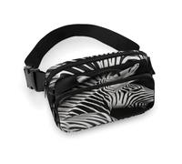 Gürteltasche mit Zebramuster, leicht, mit verstellbarem Gurt, für Laufen, Reisen, Schwarz / Weiß