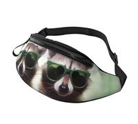 Gürteltasche, verstellbare Hüfttasche, lustiger Waschbär, grüne Sonnenbrille, Crossbody-Tasche, Gürteltasche für Damen und Herren