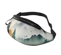Gürteltasche, verstellbare Hüfttasche, Motiv: Bergvögel, Aquarell, Crossbody-Tasche, Gürteltasche für Damen und Herren