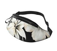 Gürteltasche, verstellbare Hüfttasche, Schwarz und Weiß, hawaiianische Blumen, Crossbody-Tasche, Gürteltasche für Damen und Herren