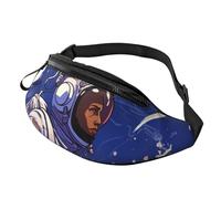Gürteltasche, verstellbare Hüfttasche, schwarzer Astronaut auf Blau, Crossbody-Tasche, Gürteltasche für Damen und Herren