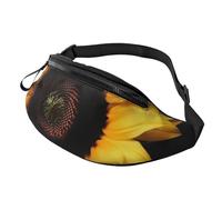 Gürteltasche, verstellbare Hüfttasche, Sonnenblume auf schwarzem Hintergrund, Crossbody-Tasche, Gürteltasche für Damen und Herren