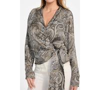 GUESS Alanis Wrap Ls Blous Floral Paisley Taupe Größe: 38 | Longsleeves Outlet | Damen | Schwarz