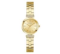 Guess Array Damen Armbanduhr mi Zirkonia in der Farbe Gold mit Armband aus Edelstahl, Wasserdichtigkeit: 3 bar, Gehäusedurchmesser: 28 mm, GW0762L2