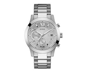 Guess atlas quarz silberfarbenem herren uhr mit silberfarbenem zifferblatt und edelstahl armband one_size Silber