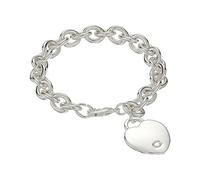 GUESS "Basic" Silver G Logo Heart Link Bracelet, 7.5"