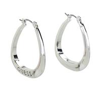 GUESS "Basic" Silver Small Oval Logo Hoop Earrings