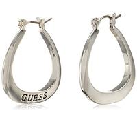 GUESS "Basic" Silver Small Oval Logo Hoop Earrings