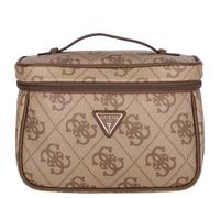 Guess Beautycase Berta – 4G-Logo, Lederimitat, Latte/Braun, 26 x 18 x 12 cm