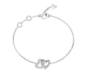 GUESS Beloved 15mm Heart Links Bracelet S Rhodium