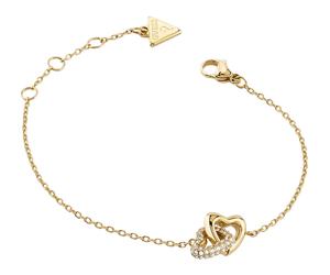 GUESS Beloved 15mm Heart Links Bracelet S Yellow Gold