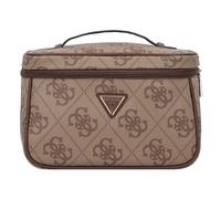Guess Beautycase Berta – 4G-Logo, Lederimitat, Latte/Braun, 26 x 18 x 12 cm