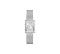 Quarzuhr GUESS "BONNET", silberfarben, weiß, Armbanduhren, Damen, Quarzuhr, Armbanduhr, Damenuhr, Edelstahlarmband, analog (28184364-0) silberfarben, weiß