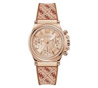 Multifunktionsuhr GUESS "CHARISMA", blau (hellbraun, braun), Armbanduhren, Damen, Armbanduhr, Quarzuhr, Damenuhr (84148658-0) hellbraun, braun