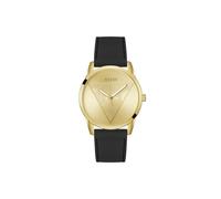 Guess Herren-Armbanduhr Clark GW0957G2 – 42 mm Edelstahl, Silikonarmband schwarz, Goldzifferblatt, 3 bar