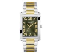 Guess Clyde Herren Armbanduhr, Quarz Analog, Edelstahl, 34mm, Edelstahlarmband, Gold/Silber, 1 bar, Zifferblattfarbe: Schwarz, GW0896G3