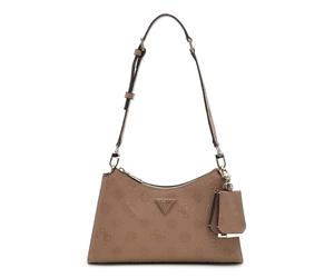 GUESS Cresidia II Top Zip Shoulder Bag Dark Taupe Logo