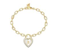GUESS Damen-Armband Herz-Schloss Perlmutt Goldfarben JUBB06064JWYGS
