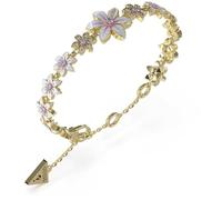 GUESS Damen-Armband Lotus S Gold und Wei, Armband Damen Schmuck Lotus wei, Legierter Stahl