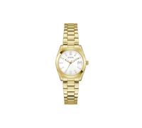 Guess Damen Armbanduhr Alice mit Datumsanzeige, goldfarbenes Edelstahlarmband, Mineral Glas, weißes Ziffernblatt, 3 Bar, Gehäusedurchmesser: 32 mm, GW0934L2