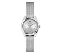 Guess Damen Armbanduhr Mini Luna GW0842L1 – Zirkonia, silberfarbenes Edelstahlarmband, 30 mm