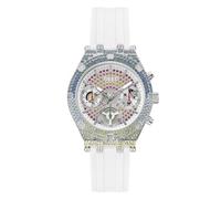 GUESS Damen-Armbanduhr GW0407L4 Analog Quarz mit Silikonarmband, weiß