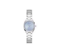Guess Damen Armbanduhr GW0767L6 Charlotte, 30 mm Edelstahl Silber PVD, blaues Zifferblatt mit Zirkonia, Quarz, Mineralglas, 1 ATM, Gliederarmband