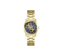 Guess Damen Armbanduhr GW0861L6 Annette, 36 mm Edelstahl Gold, blaues Zifferblatt, Quarz, Mineralglas, 3 ATM, Zirkonia, Gliederarmband